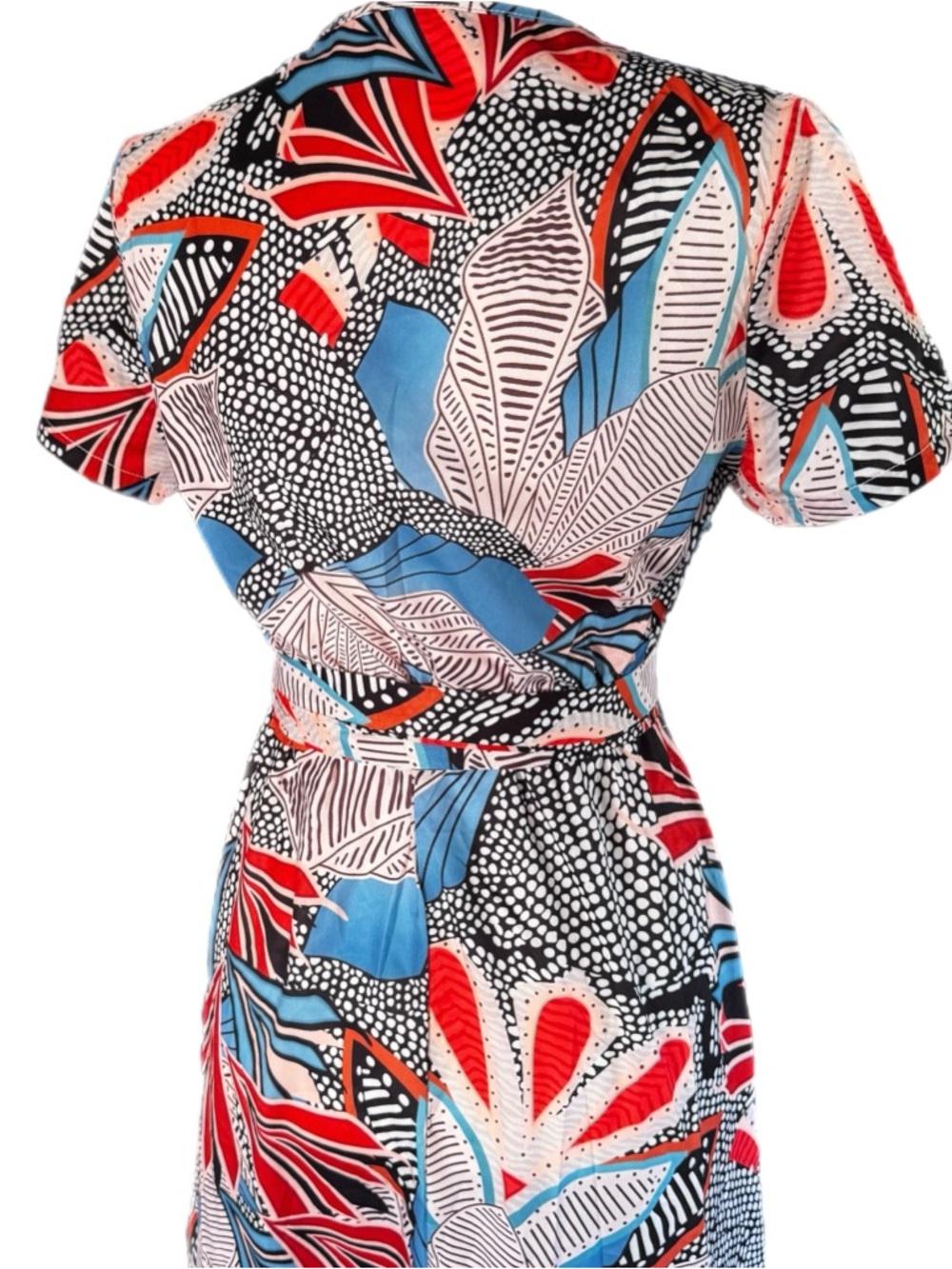 Forever 21 Floral Print Wrap Maxi Dress in Red & Blue Sz M - Picture 4 of 10